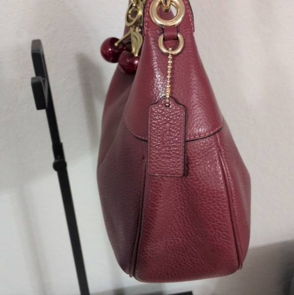 Coach Mara Hobo Shoulder Bag And Wallet Set In Cherry Pebble Leather W/ Dustbag - Picture 8 of 15